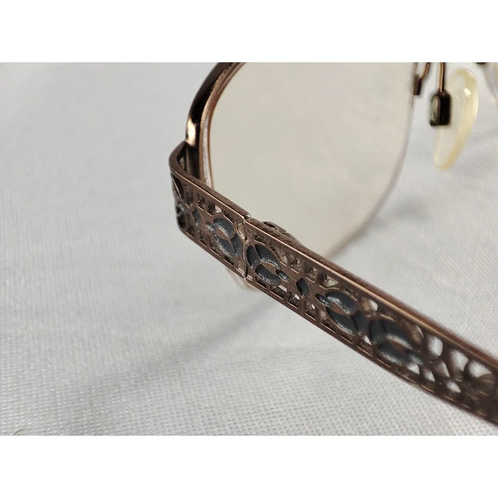 ELLE EL13430‎ BR Womens Eyeglasses Frame Brown Metal Semi-Rimless 50-19-135